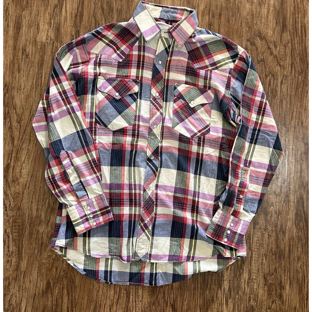 Vintage Ruddock-Bros Western Pearl Snap Shirt  Lg? 16-33 Plaid SEE PICS